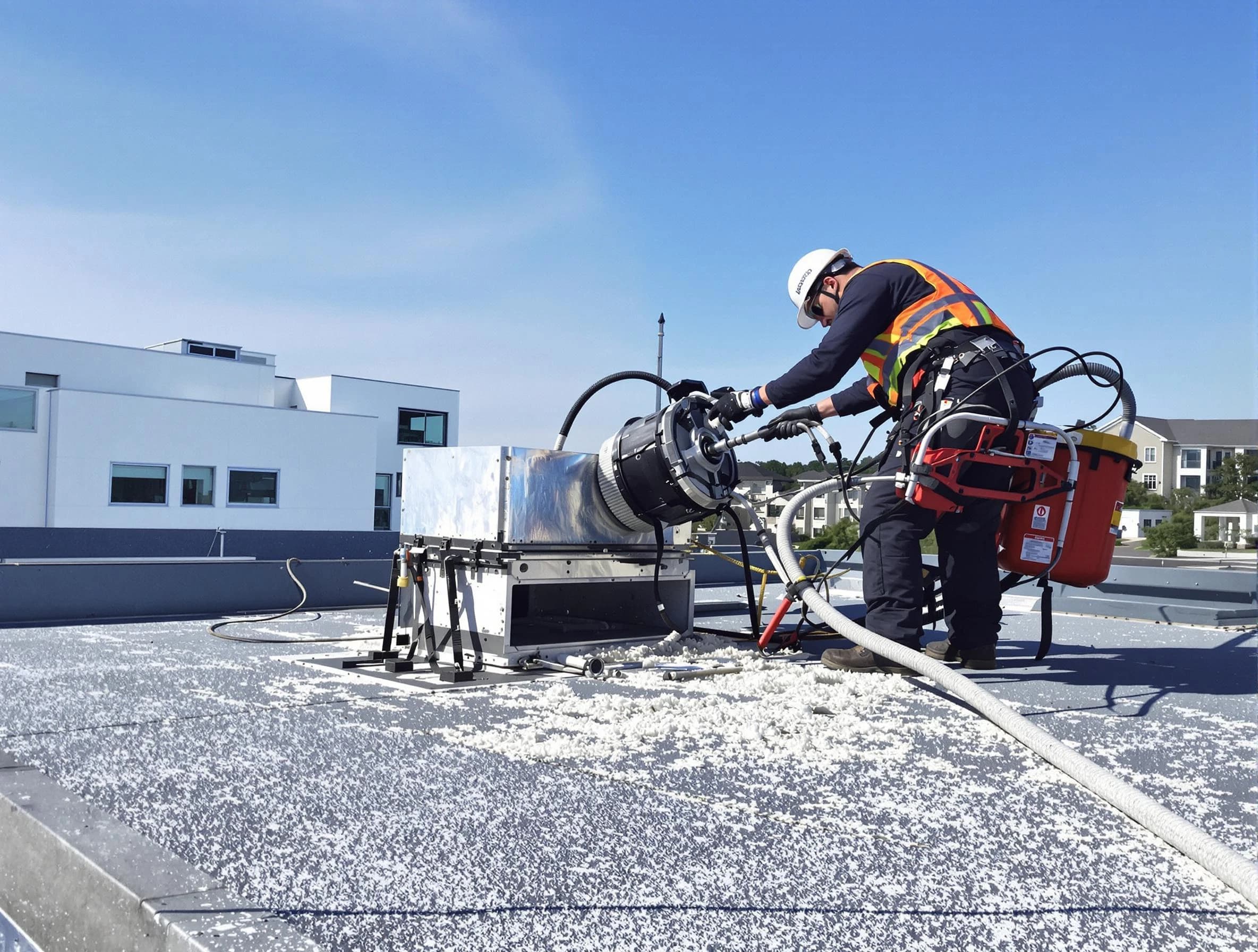 Cleaning Dryer Vent On Roof in Moreno Valley