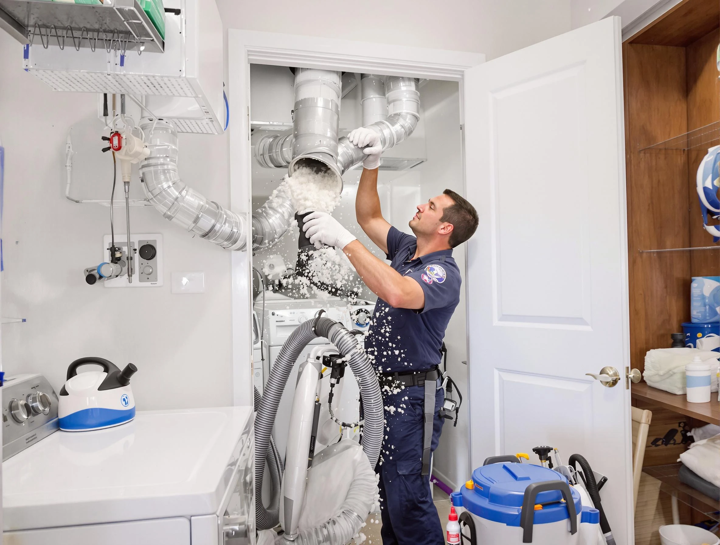 Moreno Valley Dryer Vent Cleaning technician delivering thorough residential dryer vent cleaning service in Moreno Valley